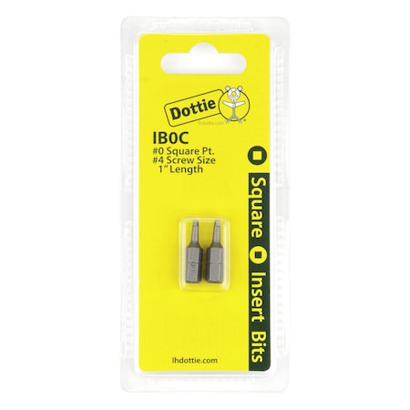 Dottie L.H. Dottie No 0 x 1'' Square Drive Insert Bit (Carded) IB0C